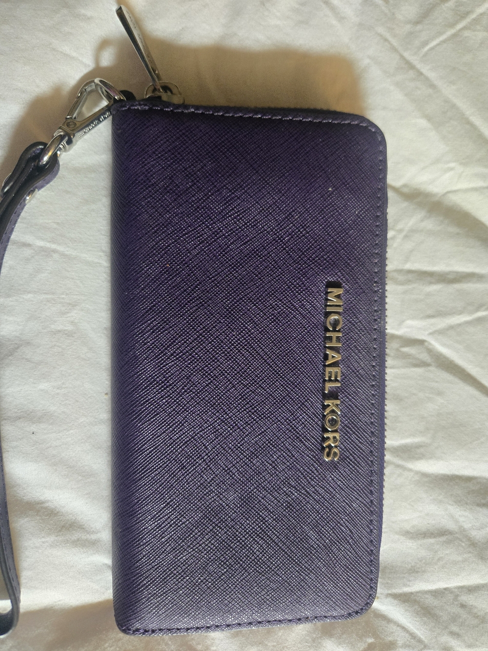 Michael Kors Deep Purple Saffiano Zip-Around Wristlet Wallet